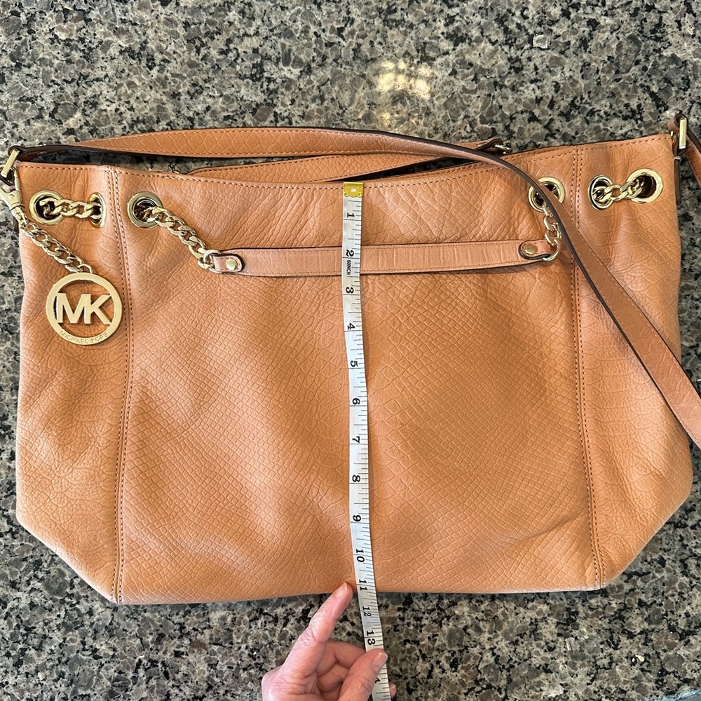 Michael Kors Jet Set Chain Gather Shoulder Bag Women Leather Purse - Picture 13 of 16